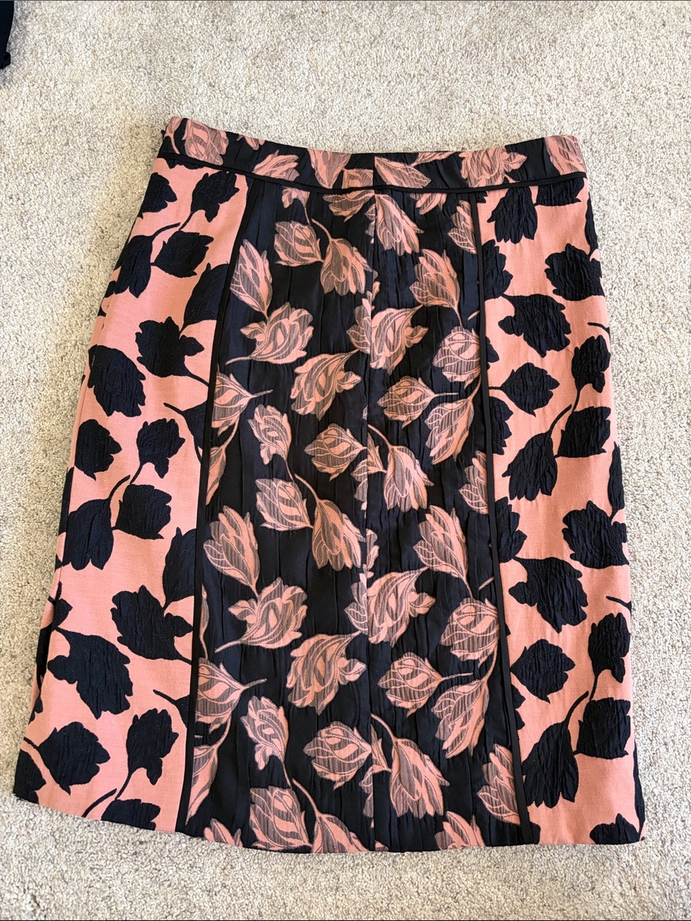 Ann Taylor Black and Pink Floral Pencil Skirt
